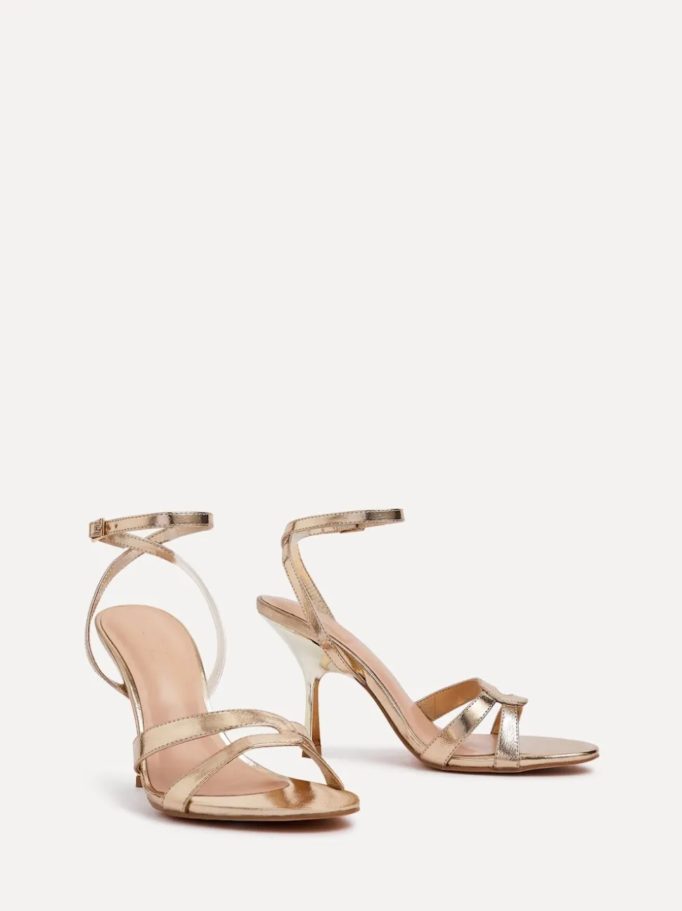 Linzi Gold Bronte Heeled Sandals with Double Front Strap