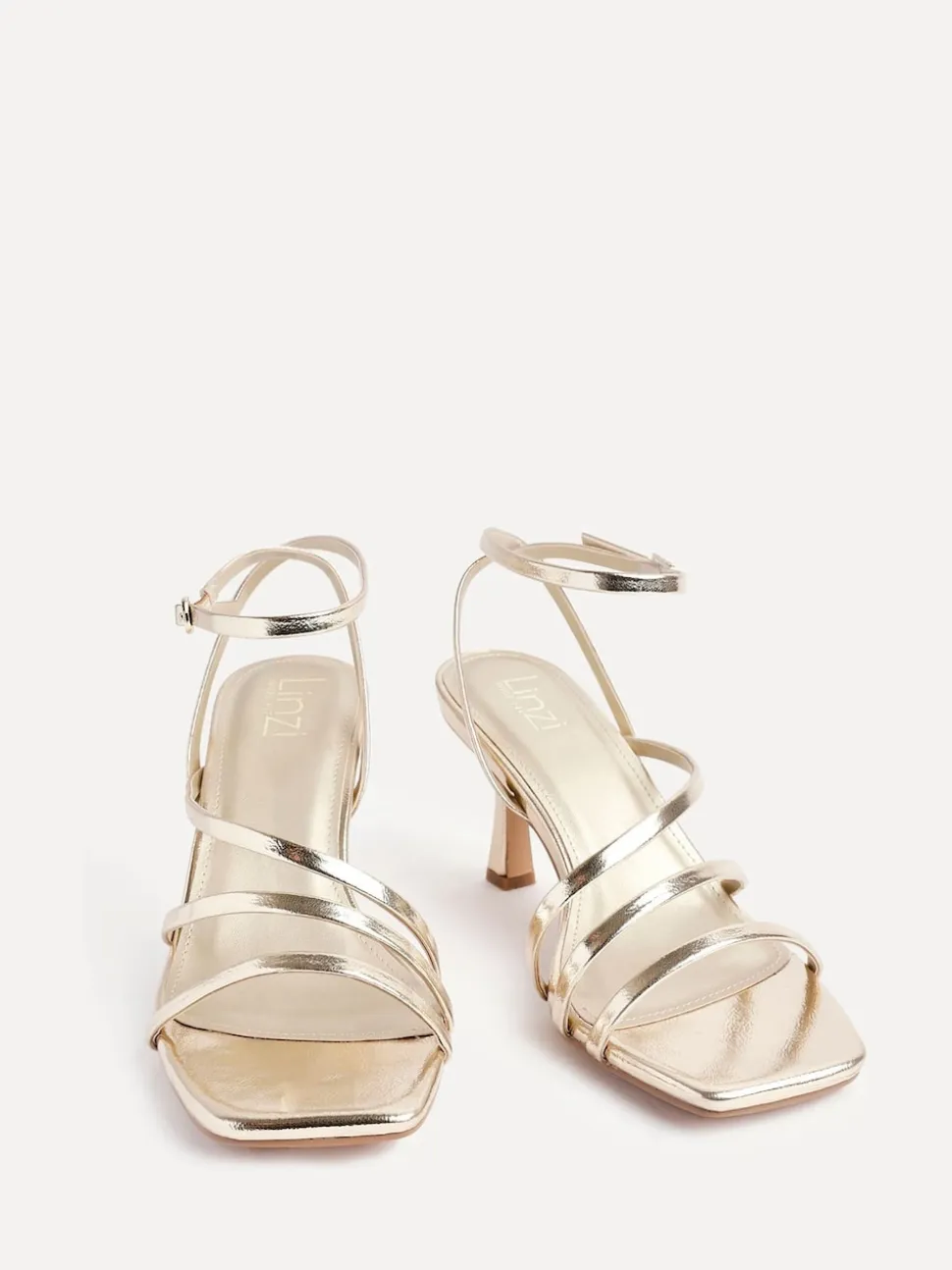 Linzi Gold Reflect Wide Fit Strappy Heeled Sandals