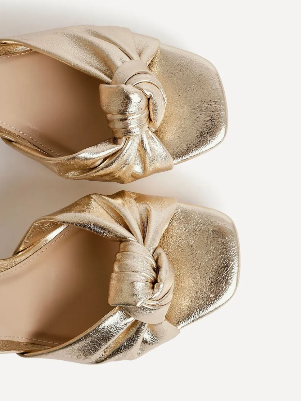 Linzi Gold Ruba Platform Heels With Knotted Front Strap