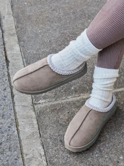Linzi Grey Tana Faux Suede Slip-On Slippers