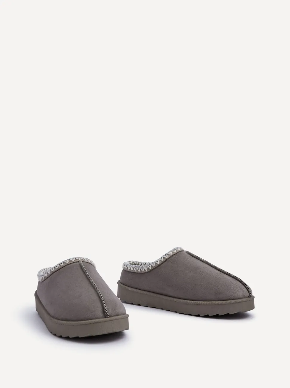 Linzi Grey Tana Faux Suede Slip-On Slippers