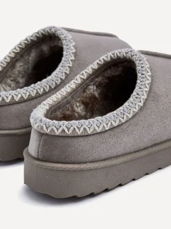 Linzi Grey Tana Faux Suede Slip-On Slippers