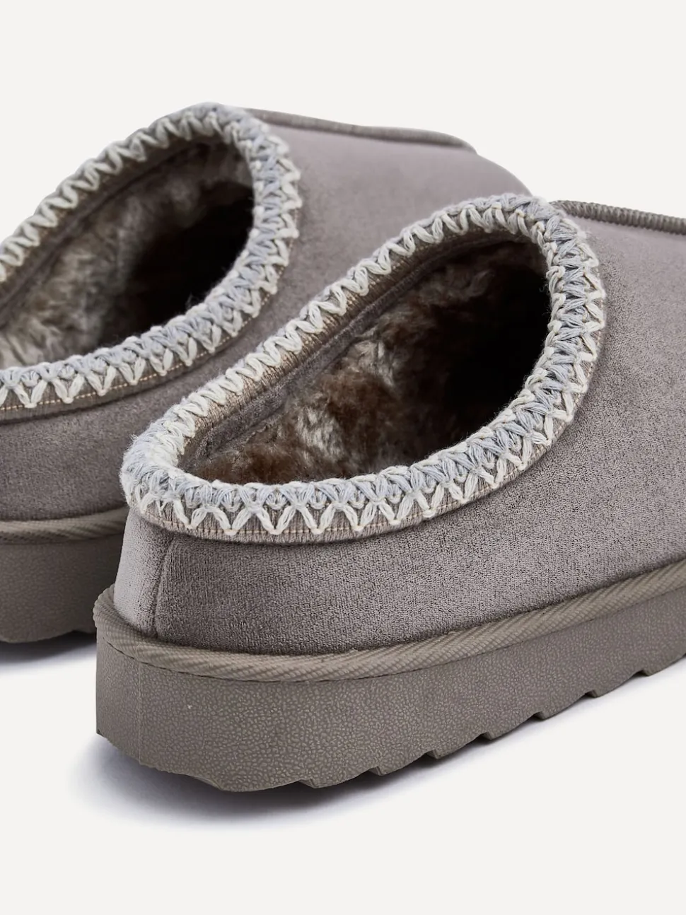 Linzi Grey Tana Faux Suede Slip-On Slippers