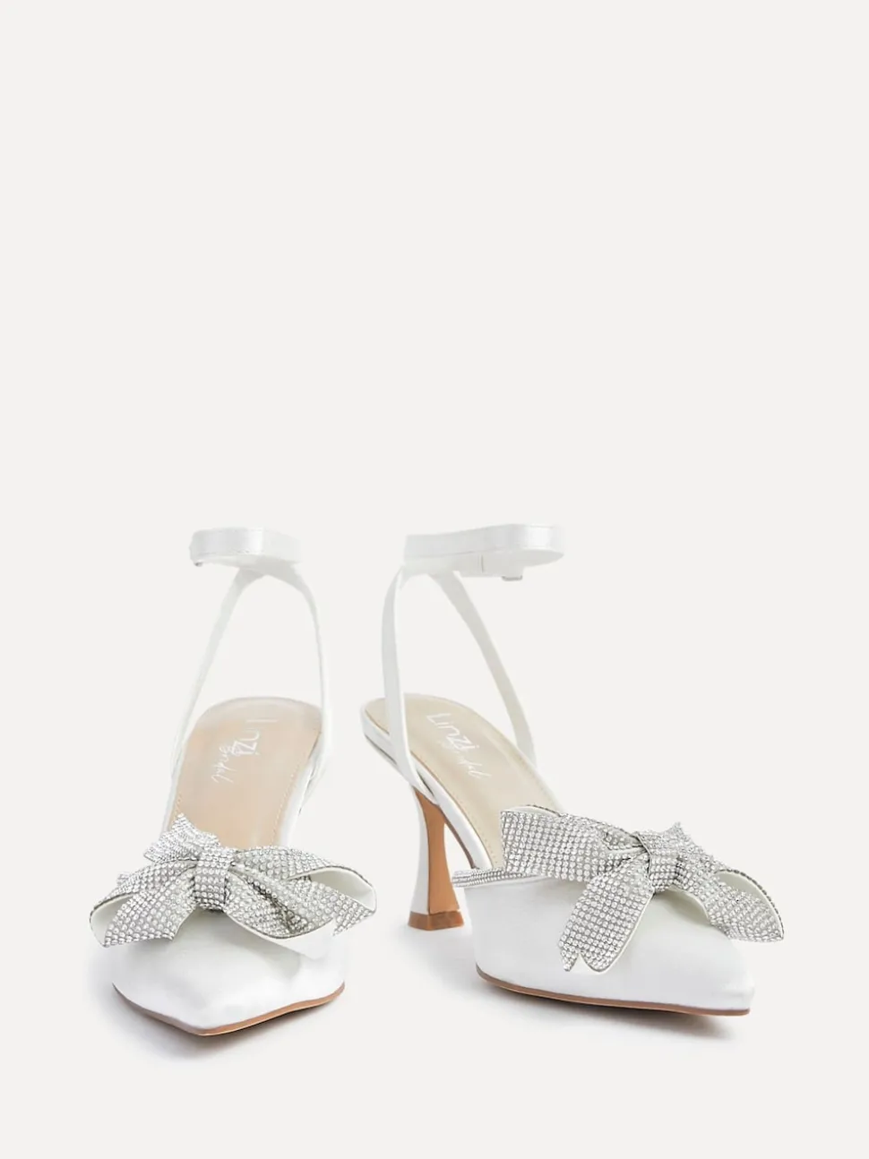 Linzi Ivory Bridal Angela Satin Diamante Bow Detail Court Heels