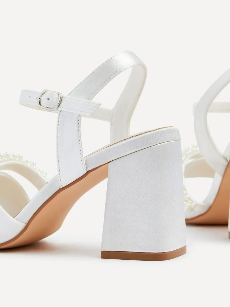 Linzi Ivory Bridal Iris Block Heel With Pearl Embellished Toe Strap