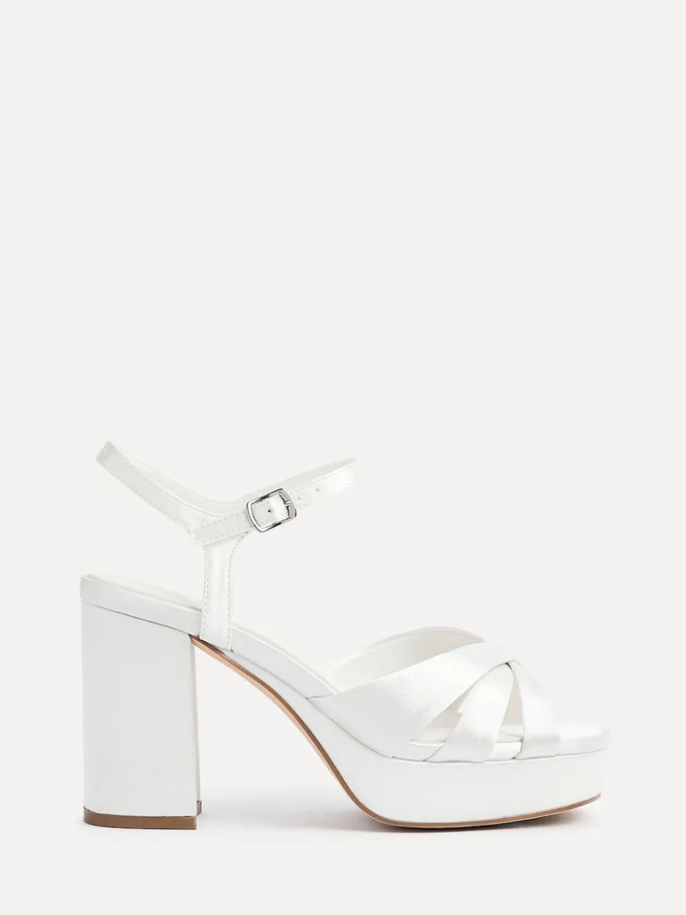 Linzi Ivory Bridal Keliah Platform Cross-Over Strap Block Heeled Sandals