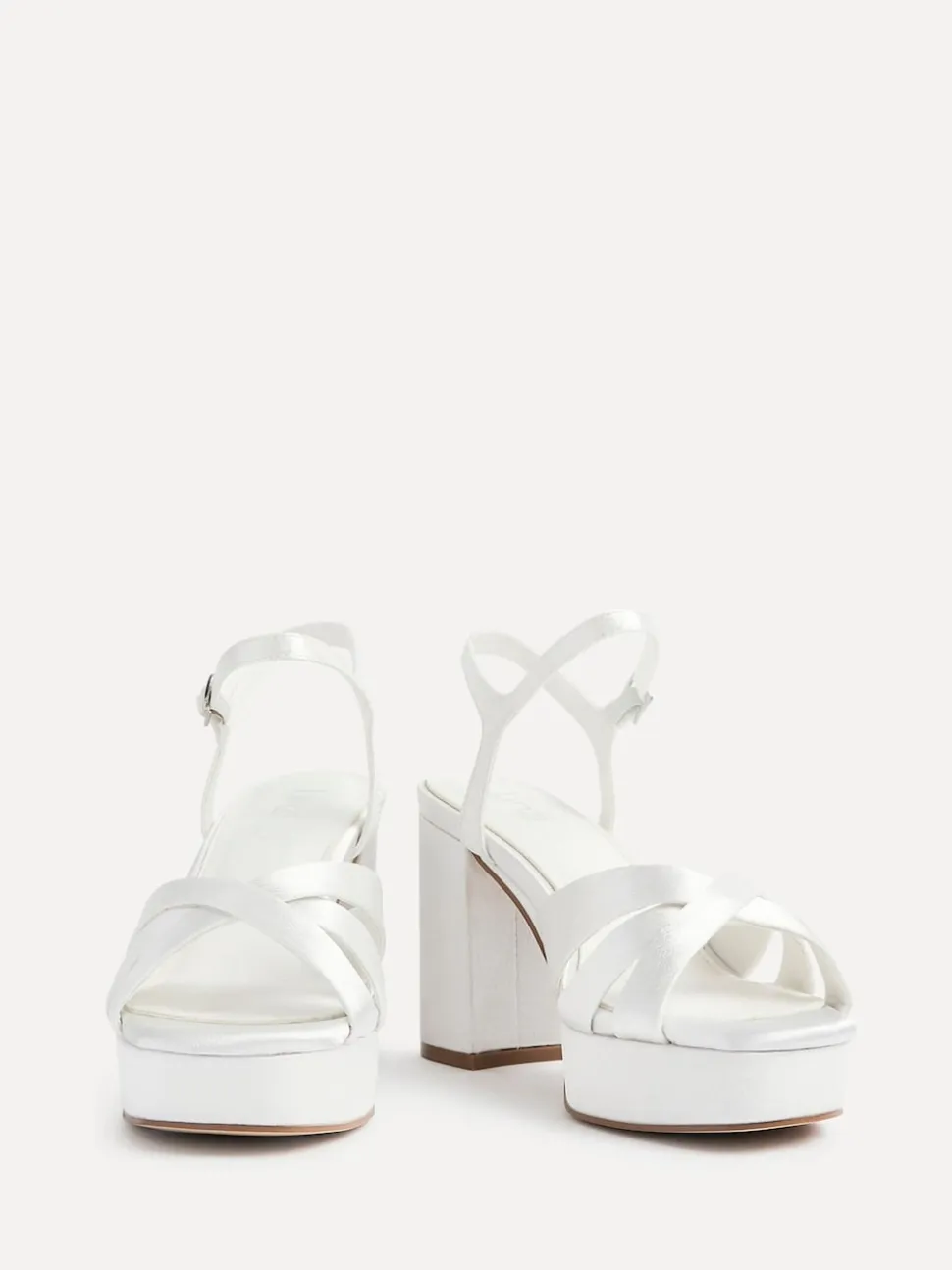 Linzi Ivory Bridal Keliah Platform Cross-Over Strap Block Heeled Sandals