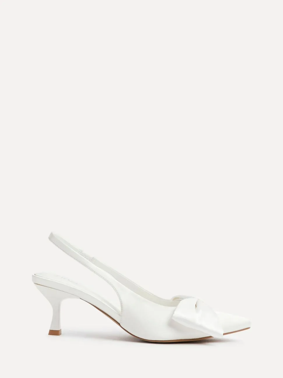 Linzi Ivory Bridal Merlot Satin Slingback Court Heels With Bow Detail