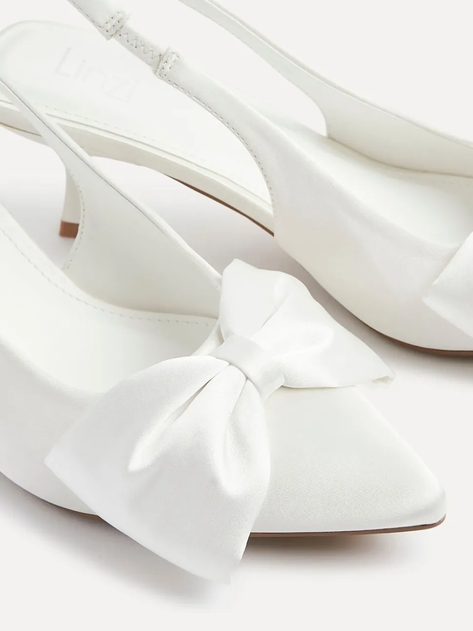Linzi Ivory Bridal Merlot Satin Slingback Court Heels With Bow Detail