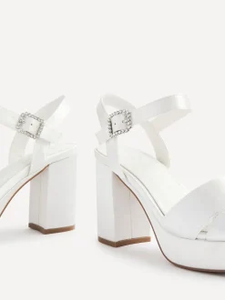 Linzi Ivory Bridal Perola Cross-Over Strappy Platform Sandals