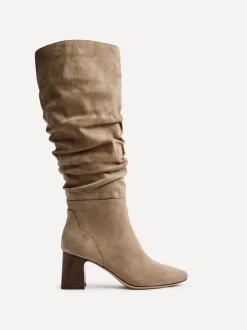 Linzi Mocha Alpine Ruched High Leg Boots