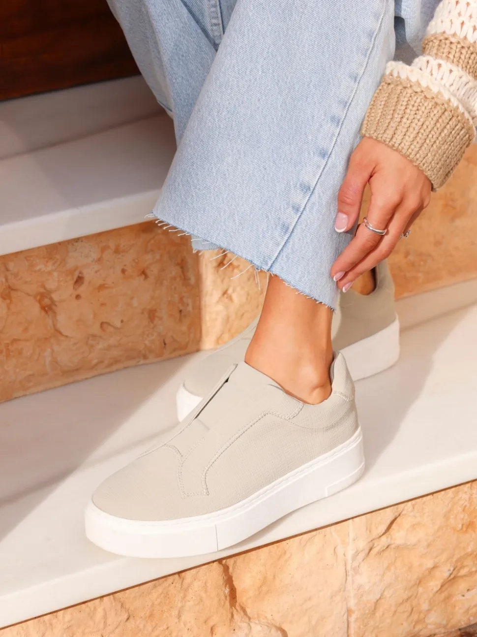 Linzi Natural Henley Flatform Slip-On Trainers