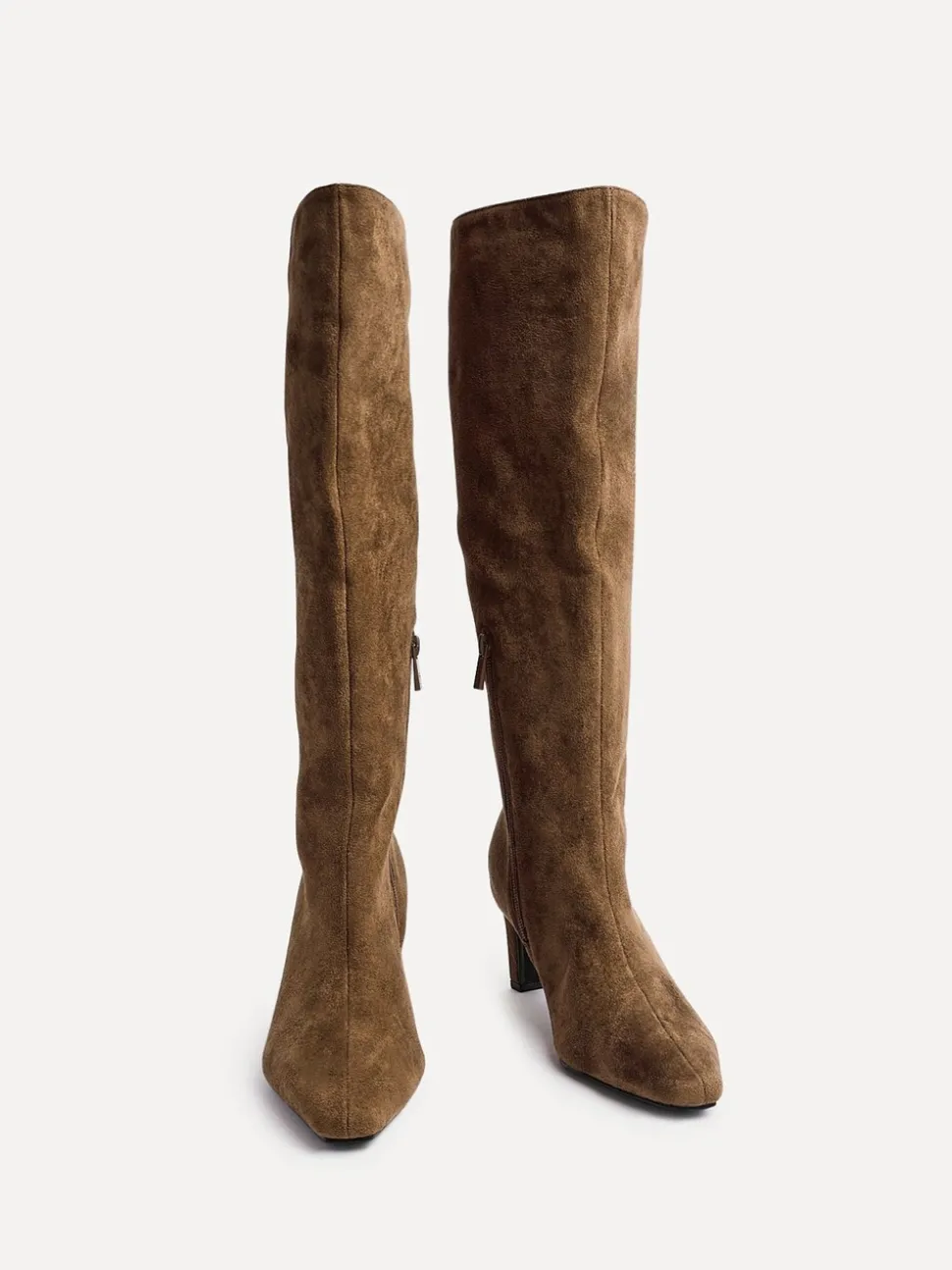 Linzi Natural High Leg Uptown Slim Block Heel High Leg Boots
