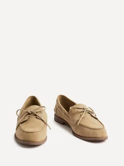 Linzi Natural Vanish Slip-On Loafers With Lace Detailing