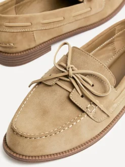 Linzi Natural Vanish Slip-On Loafers With Lace Detailing