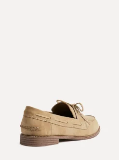 Linzi Natural Vanish Slip-On Loafers With Lace Detailing