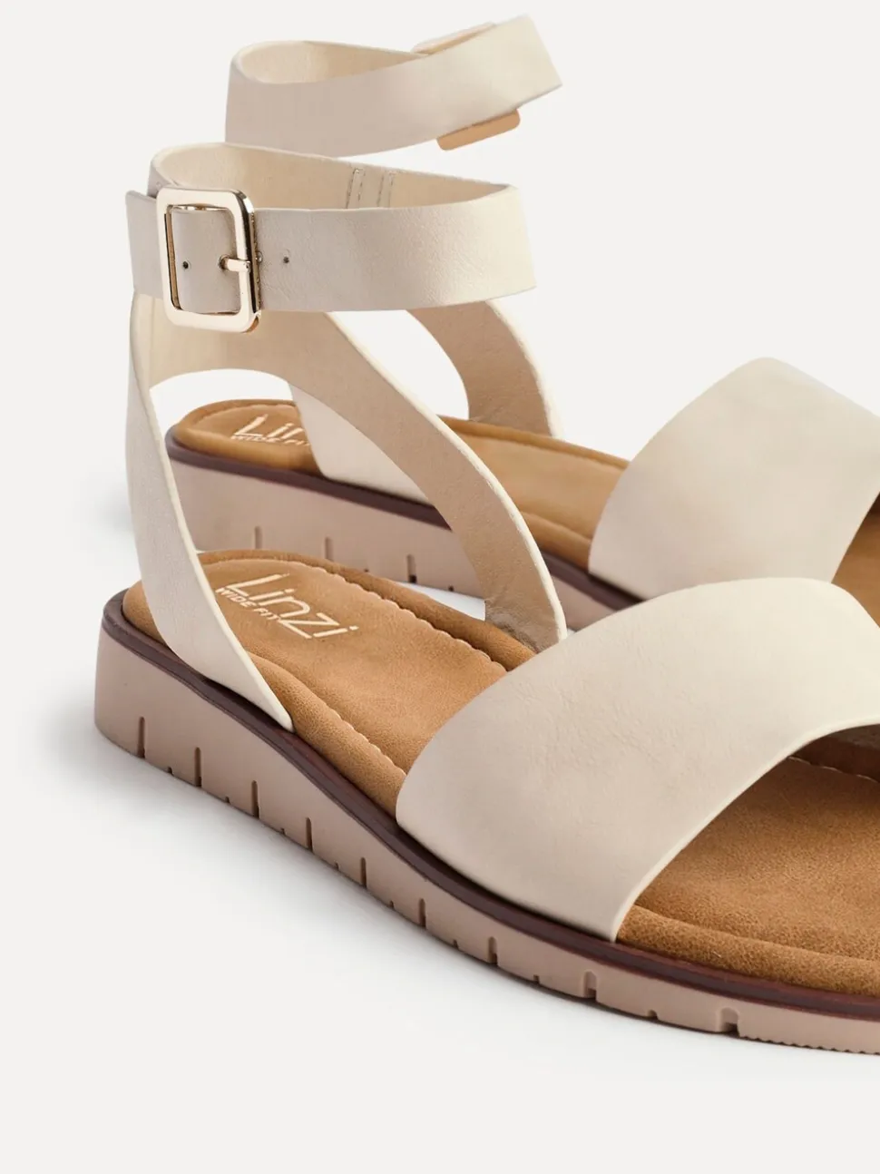 Linzi Natural Wide Fit Denia Flat Sandals