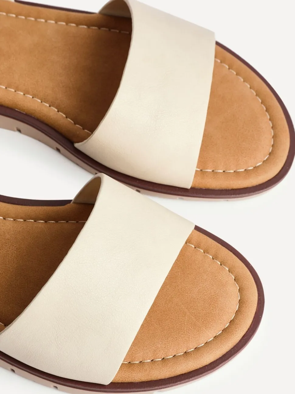 Linzi Natural Wide Fit Denia Flat Sandals