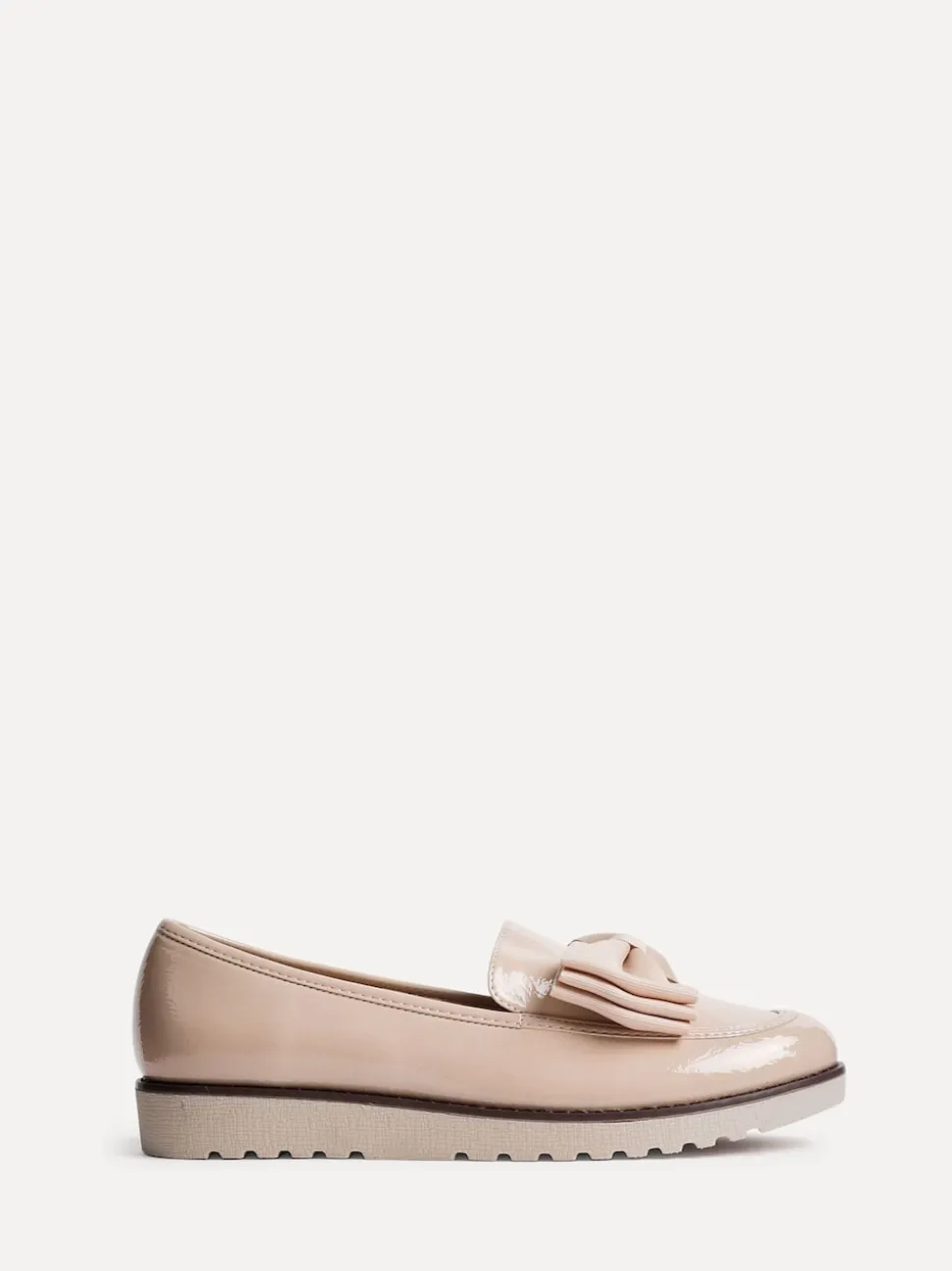 Linzi Nude Cathy Platform Loafers with Large Bow