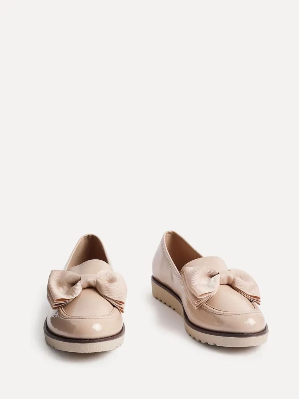 Linzi Nude Cathy Platform Loafers with Large Bow