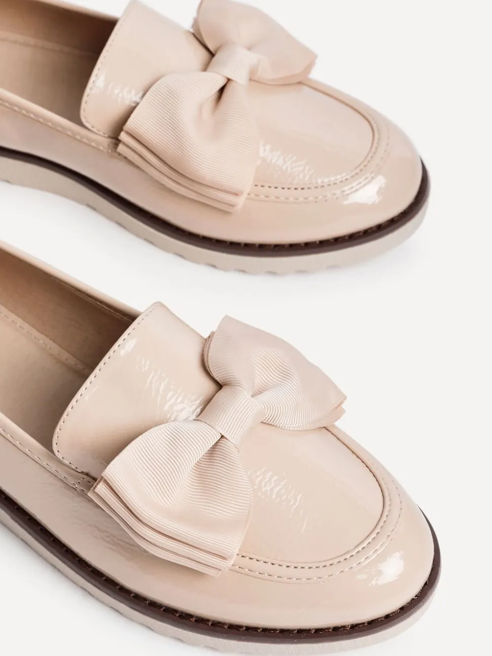 Linzi Nude Cathy Platform Loafers with Large Bow