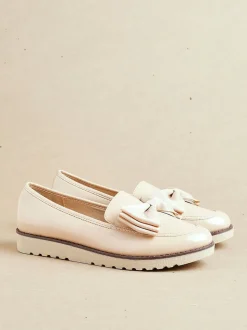 Linzi Nude Cathy Platform Loafers with Large Bow