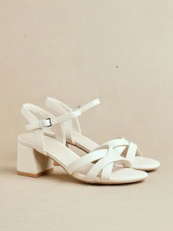 Linzi Nude Flair Heeled With Cross Front Straps Sandals