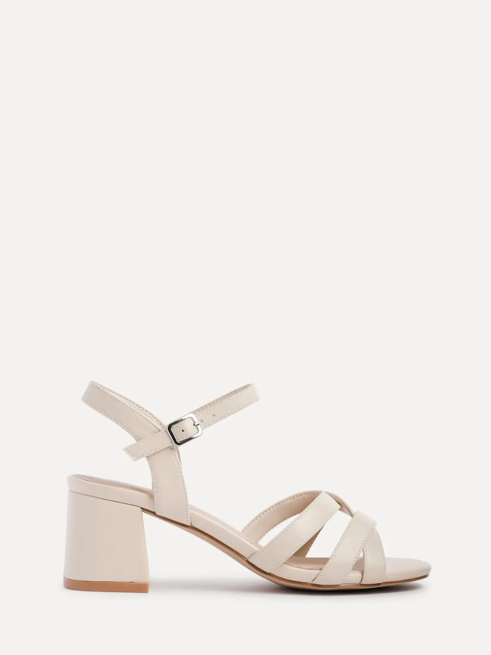 Linzi Nude Flair Heeled With Cross Front Straps Sandals