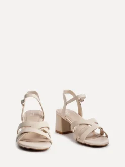 Linzi Nude Flair Heeled With Cross Front Straps Sandals