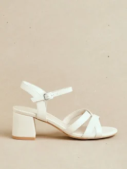 Linzi Nude Flair Heeled With Cross Front Straps Sandals