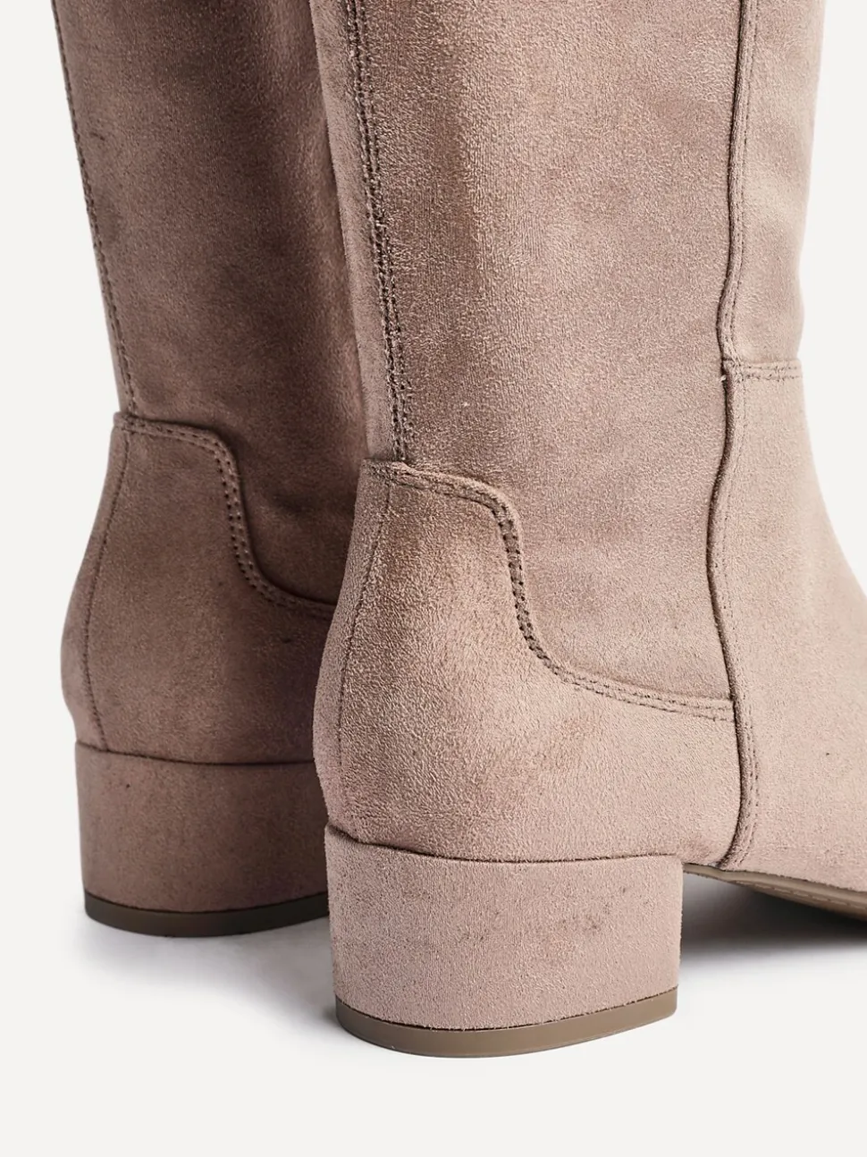 Linzi Nude Keaton High Leg Heeled Boots With Stretch Suede Back
