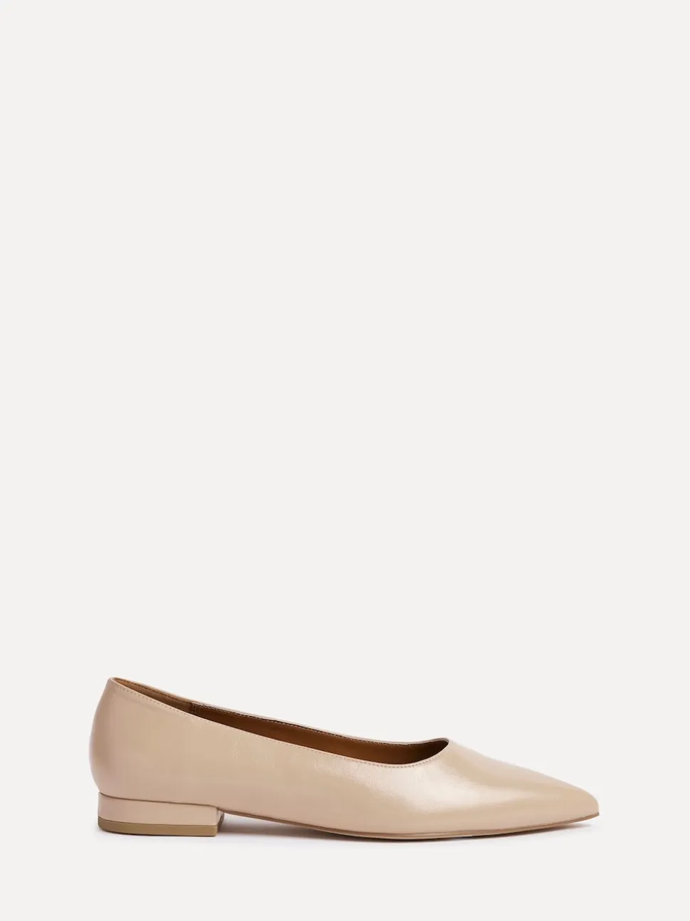 Linzi Nude Wide Fit Compete Pointed Toe Ballet Flat Shoes