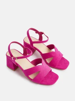 Linzi Pink Empire Wide Fit Link Detail Heeled Sandals