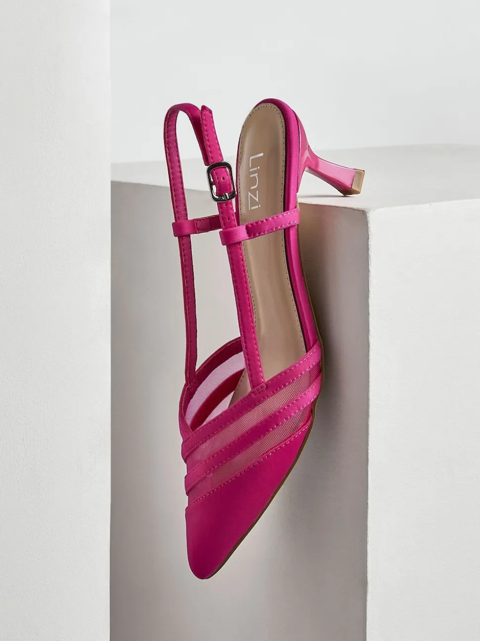 Linzi Pink Milan Mesh Court Heels