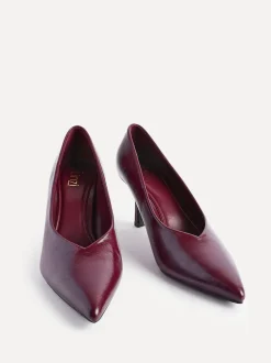 Linzi Red Bellamy V-Shaped Closed Toe Court Heels