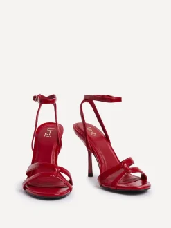 Linzi Red Bronte Heeled Sandals with Double Front Strap