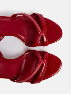 Linzi Red Bronte Heeled Sandals with Double Front Strap