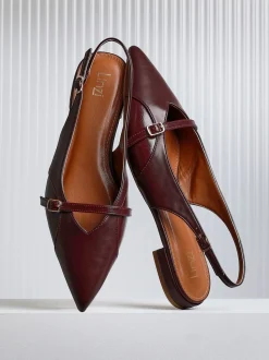 Linzi Red Prague Pointed Toe Ballet Flats With Buckle Detail