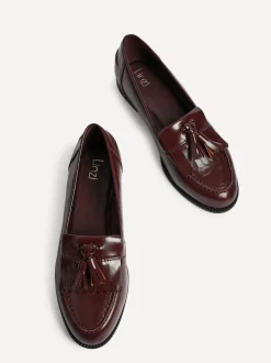 Linzi Red Rosemary Classic Slip-On Loafers With Tassel Detail