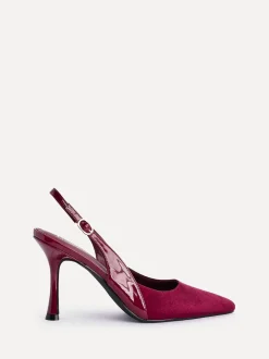 Linzi Red Wink Suede And Patent Mix Court Heels