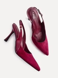 Linzi Red Wink Suede And Patent Mix Court Heels