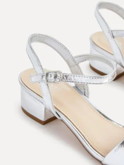 Linzi Silver Kezzi Barely There Low Block Heeled Sandals