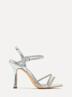 Linzi Silver Mesmerize Diamanté Embellished Strappy Heel