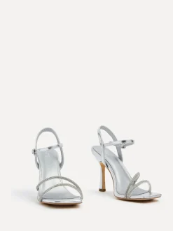 Linzi Silver Mesmerize Diamanté Embellished Strappy Heel
