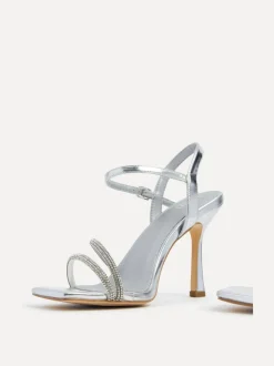Linzi Silver Mesmerize Diamanté Embellished Strappy Heel