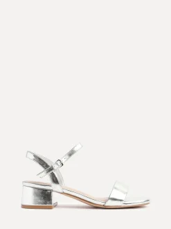 Linzi Silver Tillie Barely There Low Block Heel Sandals