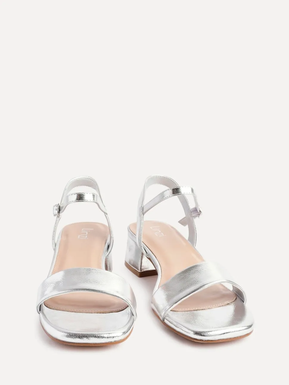 Linzi Silver Tillie Barely There Low Block Heel Sandals
