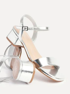 Linzi Silver Tillie Barely There Low Block Heel Sandals