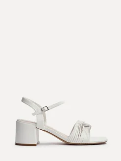 Linzi White Susanna Block Heeled Sandals With Knotted Front Detail