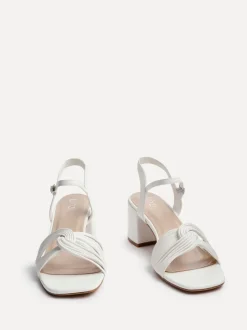 Linzi White Susanna Block Heeled Sandals With Knotted Front Detail